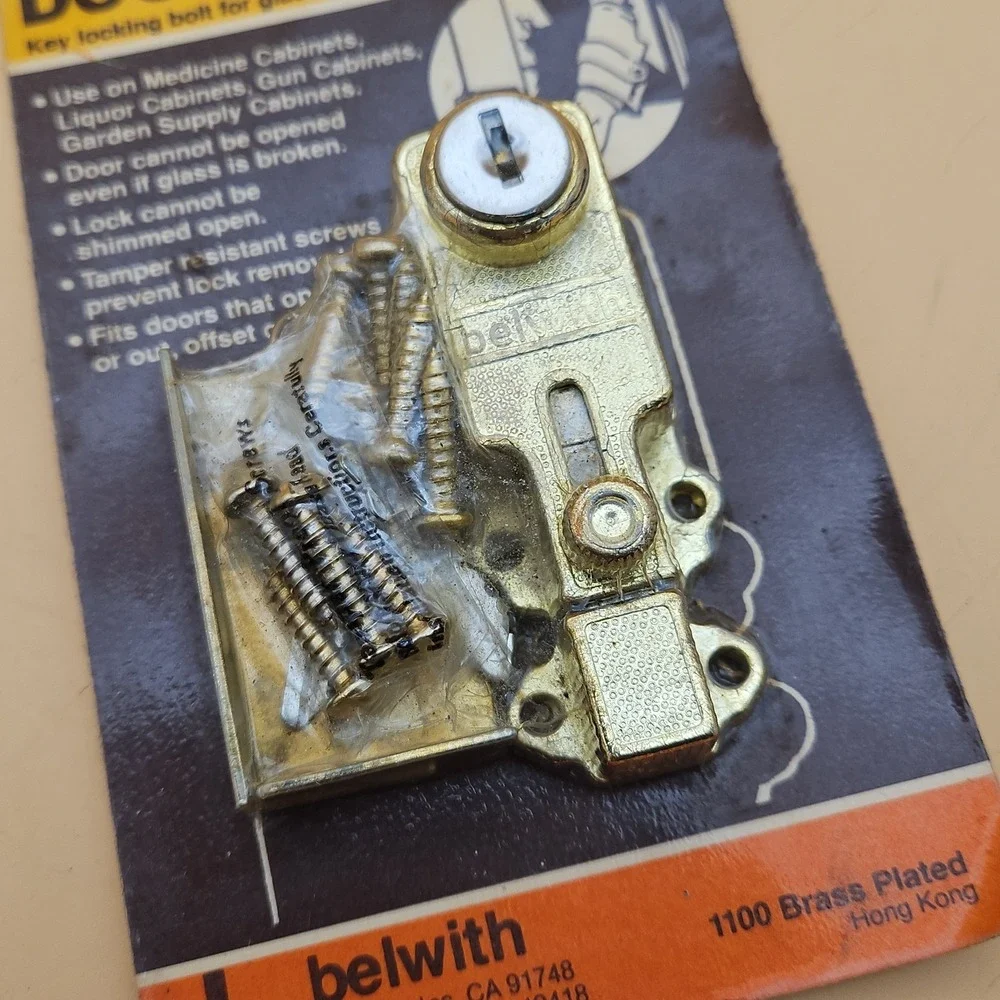 Vintage Belwith Dead Bolt Door Lock 1100 Brass Plated NOS Brand New 1981